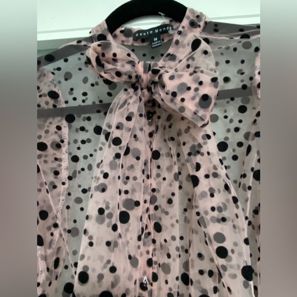 NWT Haute Monde Sheer Puffy Shoulder Top. Size Medium. - Picture 4 of 8